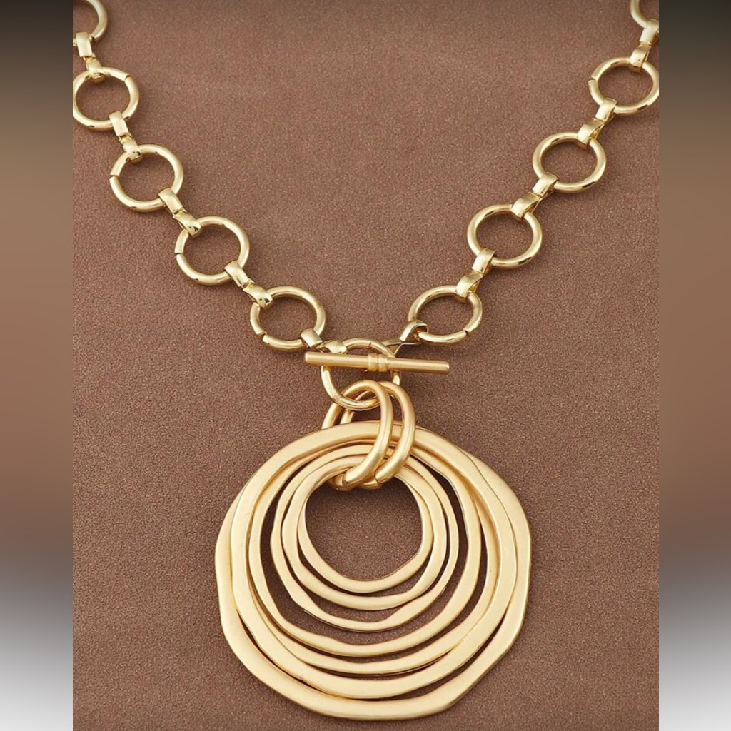Gold Circle Pendant Necklace